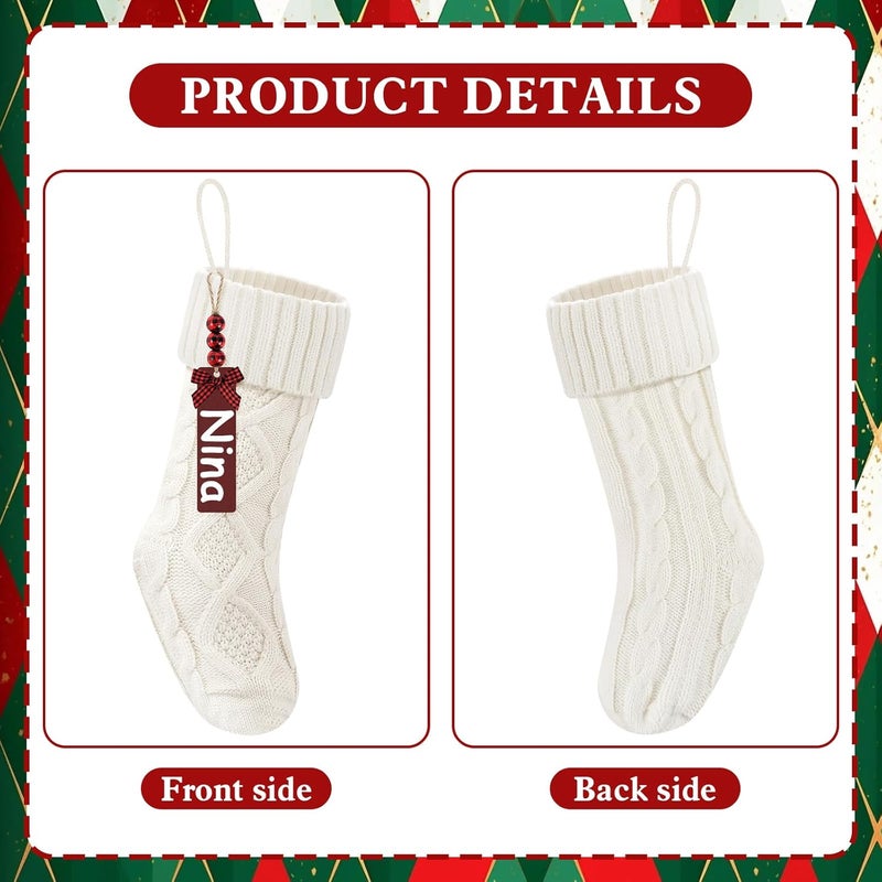 Doitory Store Christmas Stockings 18 Inches,Long Knitted Stocking with Name Tags, Christmas Decoration Hanging Stockings Fireplace Xmas Tree Ornaments for Home Family - Image 4